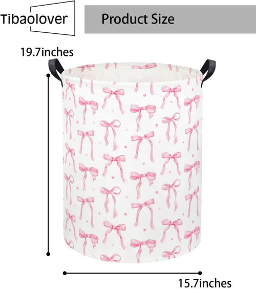 Baby Laundry Basket Kids Hamper Toy Storage Bin for Boys Room Decor Baby Nursery Hamper Gift Baskets for Bedroom Bathroom(Dot Bowknot)