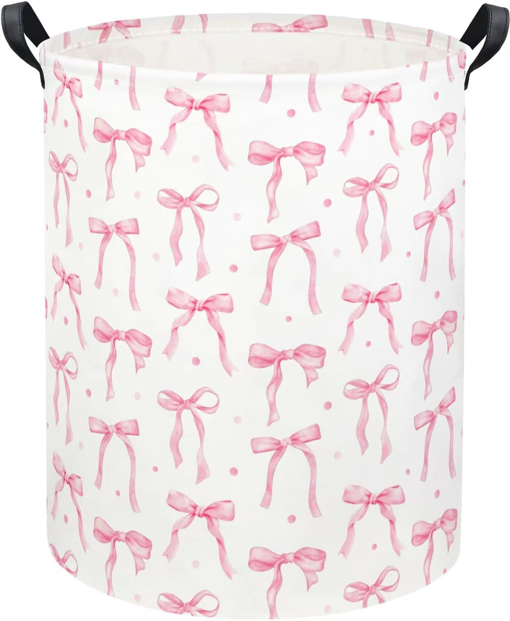 Baby Laundry Basket Kids Hamper Toy Storage Bin for Boys Room Decor Baby Nursery Hamper Gift Baskets for Bedroom Bathroom(Dot Bowknot)