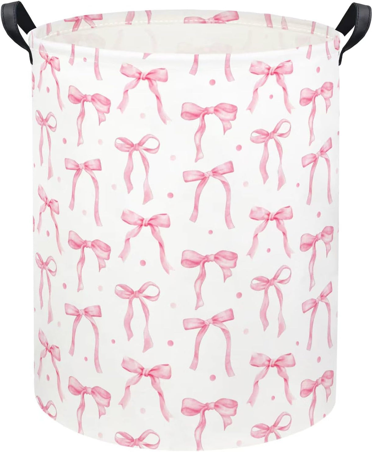 Baby Laundry Basket Kids Hamper Toy Storage Bin for Boys Room Decor Baby Nursery Hamper Gift Baskets for Bedroom Bathroom(Dot Bowknot)