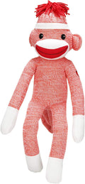 Adorable Sock Monkey, the Original Traditional Hand Knitted Stuffed Animal Toy Gift-For Kids, Babies, Teens, Girls and Boys Baby Doll Present Puppet 20 Inches (New Orange)