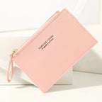 PU Zipper Mini Business Card Holder for Men and Women - Pure Color Cash and ID Card Case, 