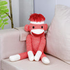 Adorable Sock Monkey, the Original Traditional Hand Knitted Stuffed Animal Toy Gift-For Kids, Babies, Teens, Girls and Boys Baby Doll Present Puppet 20 Inches (New Orange)