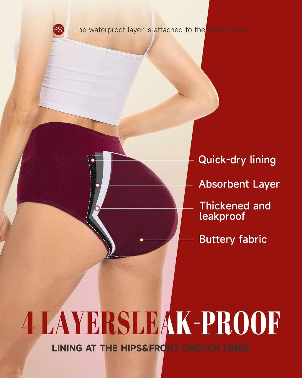 Heavy Flow High Absorbency Period Underwear Women, Leakproof Panties Postpartum Menstrual Hipster Briefs Teens 3 Pack