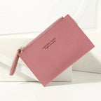 PU Zipper Mini Business Card Holder for Men and Women - Pure Color Cash and ID Card Case, 