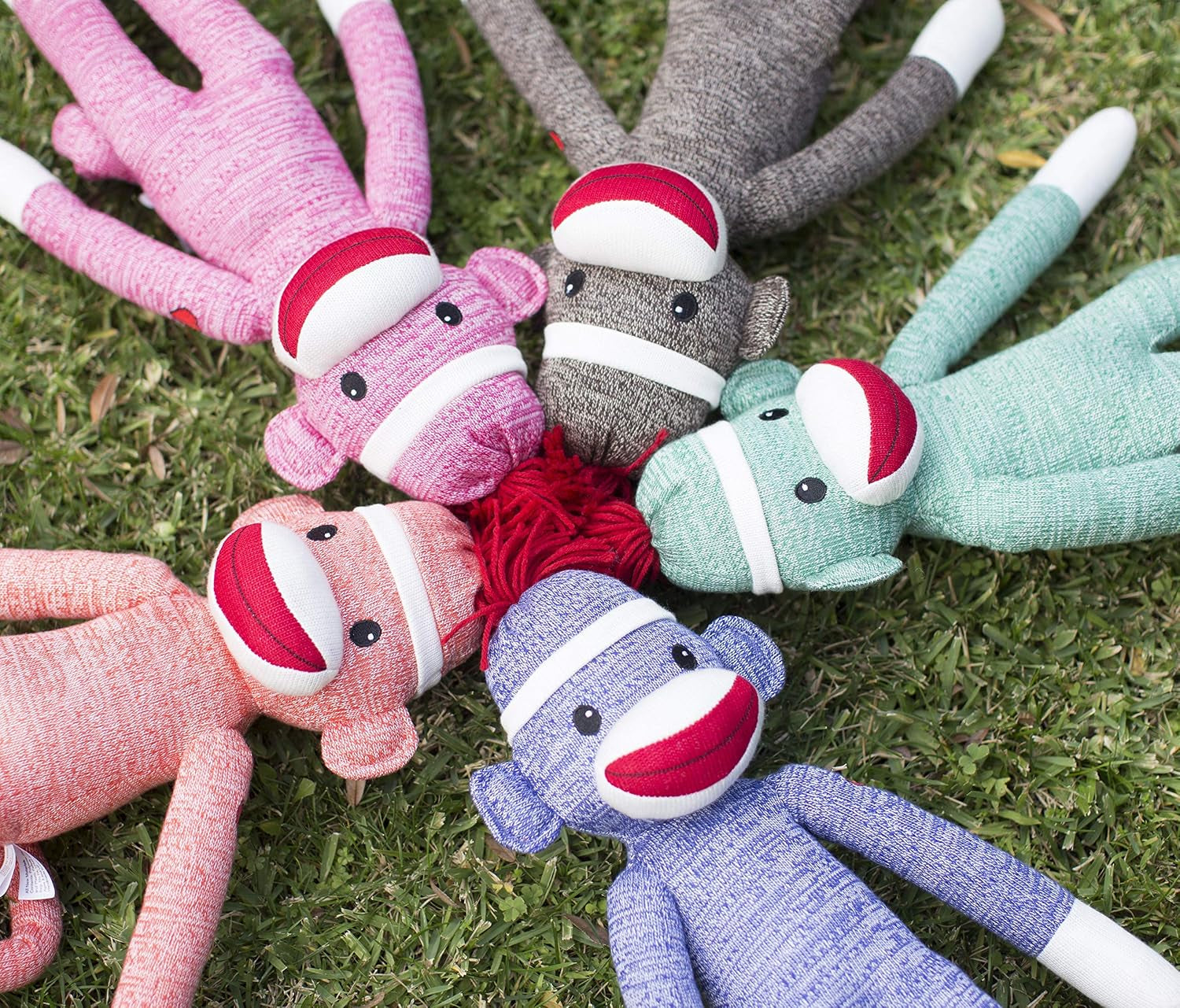 Adorable Sock Monkey, the Original Traditional Hand Knitted Stuffed Animal Toy Gift-For Kids, Babies, Teens, Girls and Boys Baby Doll Present Puppet 20 Inches (New Orange)