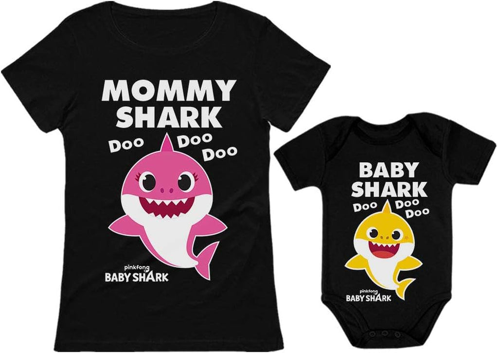 Mommy and Baby Shark Coordinated Outfits - Mother and Child Matching Shirt Set