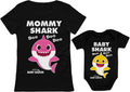 Mommy and Baby Shark Coordinated Outfits - Mother and Child Matching Shirt Set
