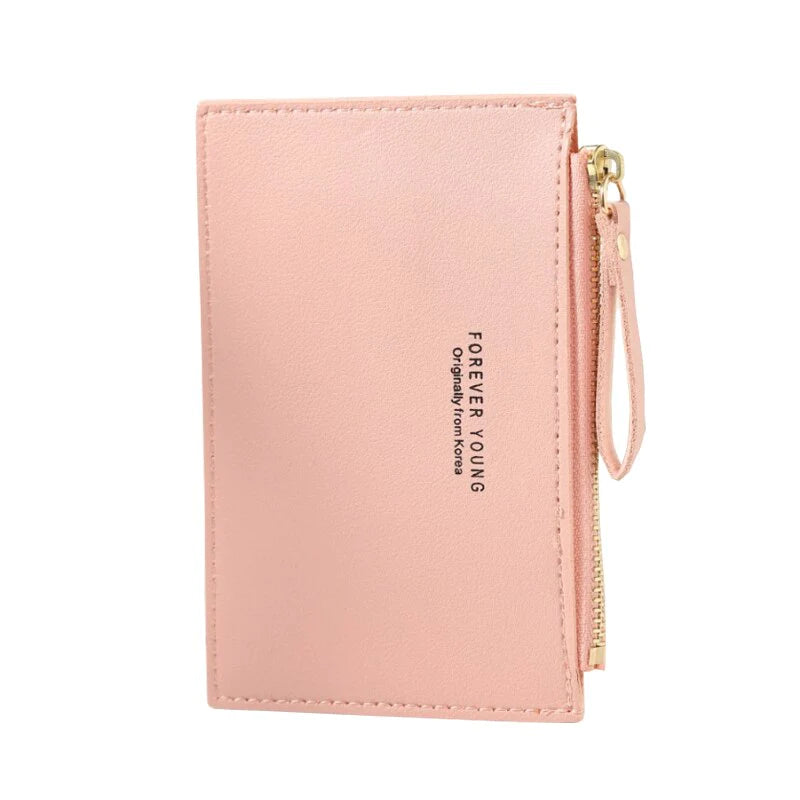 PU Zipper Mini Business Card Holder for Men and Women - Pure Color Cash and ID Card Case, 