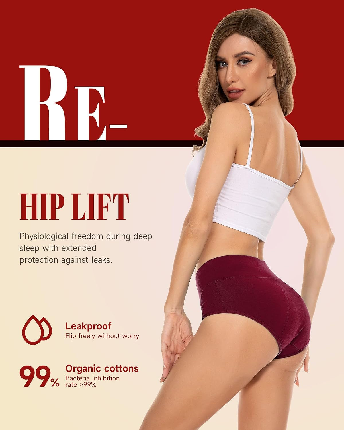 Heavy Flow High Absorbency Period Underwear Women, Leakproof Panties Postpartum Menstrual Hipster Briefs Teens 3 Pack
